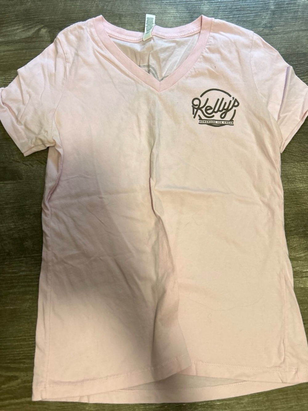 Bella Canvas Light Pink V-Neck Tee with Chest Logo